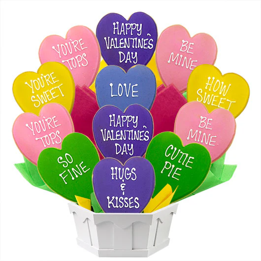 Conversation Hearts Cookie Bouquet - Image 3